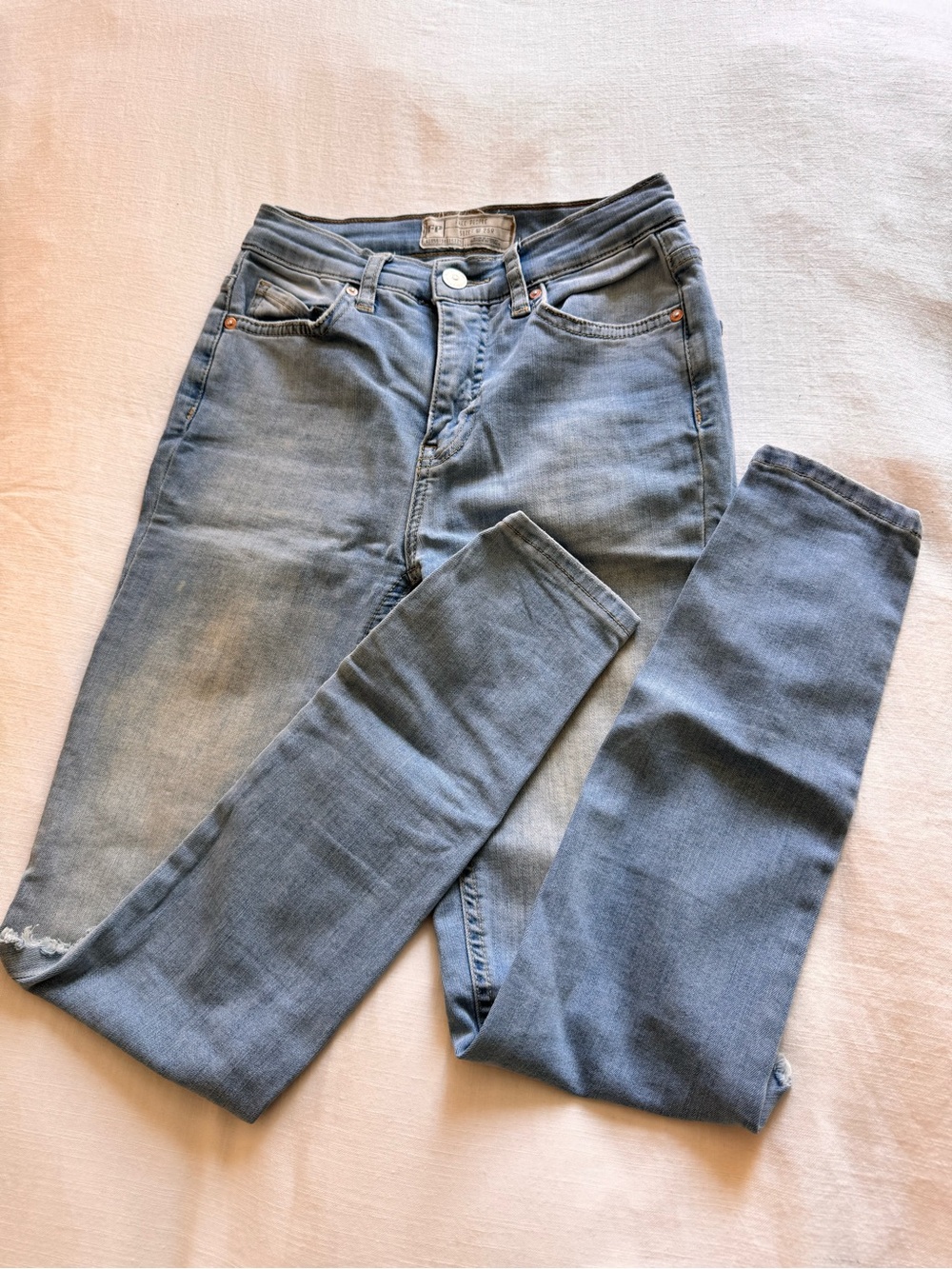 FREE PEOPLE Women's Light Blue Slim Jeans, size 25